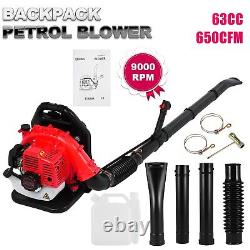 2 Stroke 63cc Petrol Backpack Leaf Blower Powered by Gas 650 CFM 3HP 230 MPH