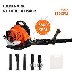 2 Stroke Backpack Gas Leaf Blower 52CC Powered Debris with Padded Harness 550CFM