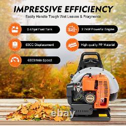 2024 New Upgraded 63CC 2-Stroke 850CFM 4.3HP Commercial Backpack Gas Leaf Blower