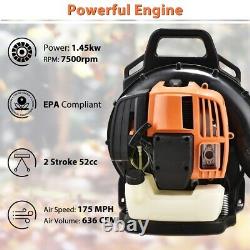 4-Stroke 75.6CC Gas Powered Backpack Leaf Blower Garden Yard Snow Grass Blower