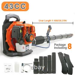 43CC Backpack Gas Blower Gasoline Powered 2-Stroke Leaf Blower 550CFM+Spark plug