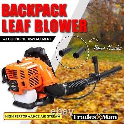 43CC Petrol Backpack Leaf Blower Commercial 2 Stroke Garden Yard Tool Back