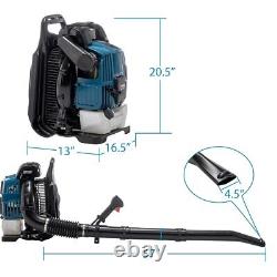 4Stroke 75.6cc Gas Powered Backpack Blue Leaf Blower Snow Blower For Lawn Garden