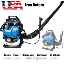 4Stroke 75.6cc Gas Powered Backpack Leaf Blower Snow Blower For Lawn 706CFM