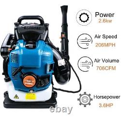 4Stroke 75.6cc Gas Powered Backpack Leaf Blower Snow Blower For Lawn 706CFM