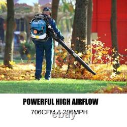 4Stroke 75.6cc Gas Powered Backpack Leaf Blower Snow Blower For Lawn 706CFM