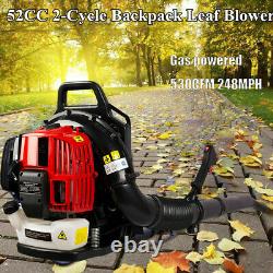 52CC 2-Cycle Gas Engine Backpack Leaf Blower 530CFM 248MPH with Extention Tube