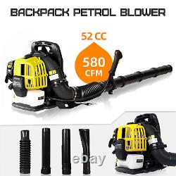 52CC 2-Stroke Gas Backpack Leaf Blower, 530CFM, Adjustable Strap, Yellow