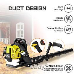 52CC 2-Stroke Gas Backpack Leaf Blower, 530CFM, Adjustable Strap, Yellow