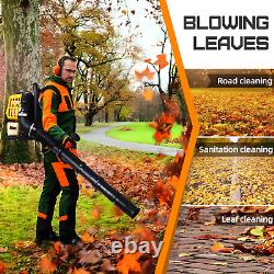 52CC 2-Stroke Gas Backpack Leaf Blower, 530CFM, Adjustable Strap, Yellow