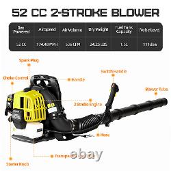 52CC 2-Stroke Gas Backpack Leaf Blower, 530CFM, Adjustable Strap, Yellow