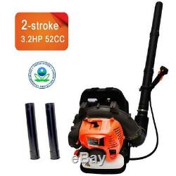 52CC 2Stroke Powered 3.2HP Gas Backpack Leaf Blower with Padded Harness EPA