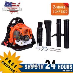52CC 3.2HP 2Stroke Gas Backpack Powered Leaf Blower Debris withPadded Harness EPA