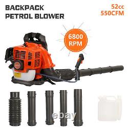 52CC 550CFM Leaf Blower Gas Backpack Snow Blower 2-Stroke 1.7HP Tube Adjustable