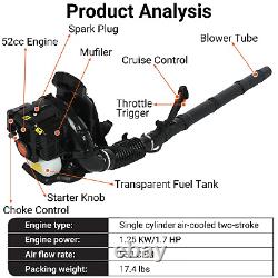 52CC Gas Backpack Leaf Blower, 2-Stroke, 550CFM, 1.7HP for Lawn Care