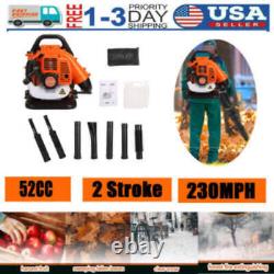 52cc 2-Stroke 550 CFM 230 MPH Leaf Blower Backpack Snow Blower Set Gas Powered