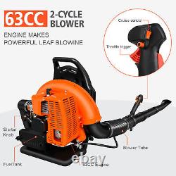 63CC 2 Stroke Backpack Gas Powered Leaf Blower Commercial Grass Lawn Blower US