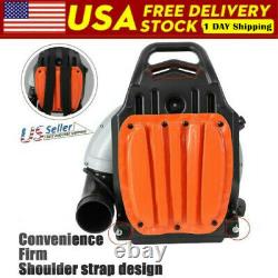 63CC 3HP 2 Stroke Gas Leaf Backpack Blower Powered Leaf Blower Harness Orange US