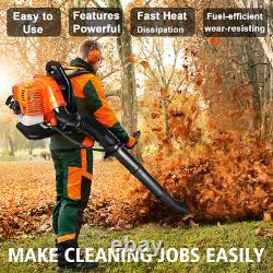 63CC 665CFM 300MPH 3HP 2-Cycle Commercial Backpack Gas Leaf Blower with1.8L Tank