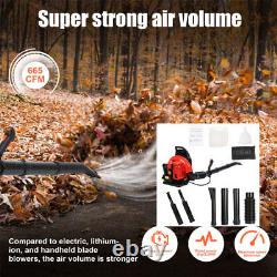 63CC Gas Powered Backpack Leaf Blower, 665CFM 2-Stroke Snow Blower, Leaf Blower