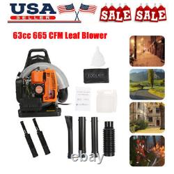 63cc 665 CFM Gas Powered Cordless Backpack Snow Leaf Blower 2-Stroke 2300W New