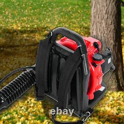65cc 2 Stroke 3.2HP Gas Cordless Backpack Leaf Blower Padded Harness 1.7L RED