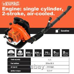 65cc 2 Stroke 3.2HP Gas Cordless Backpack Leaf Blower With Padded Harness 2.3KW