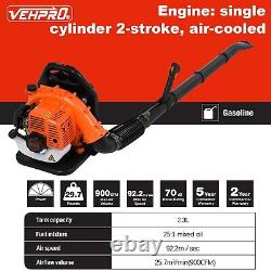 65cc 2-Stroke Gas Powered Cordless Backpack Leaf Blower With Padded Harness 230MPH