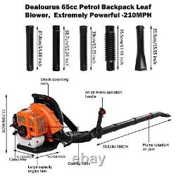 65cc Petrol Backpack Leaf Blower, High Performance GAS Powered 2.3 H P, 2-Stroke