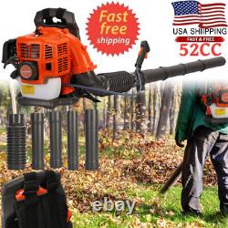 Backpack Blower Gas Leaf Blower Powered Gasoline 52CC 2-Stroke 1.25 KW 6800r/min