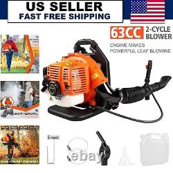 Backpack Gas Leaf Blower Gasoline Snow Blower 650 CFM 63CC 3HP 2-Stroke Engine