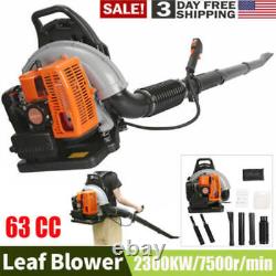 Backpack Gas Powered Leaf Blower-Powerful 63cc 2-Cycle Engine, 665CFM Air Volume