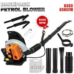 Backpack Gas Powered Leaf Blower-Powerful 63cc 2-Cycle Engine, 665CFM Air Volume