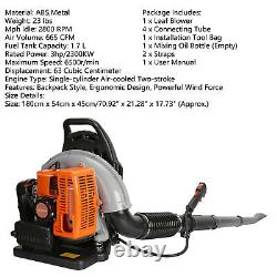 Backpack Gas Powered Leaf Blower-Powerful 63cc 2-Cycle Engine, 665CFM Air Volume