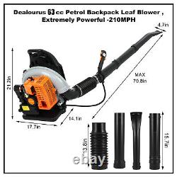 Backpack Gas Powered Leaf Blower-Powerful 63cc 2-Cycle Engine, 665CFM Air Volume