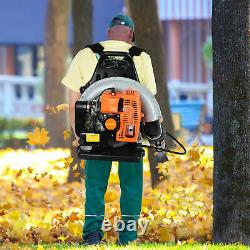 Backpack Gas Powered Leaf Blower-Powerful 63cc 2-Cycle Engine, 665CFM Air Volume