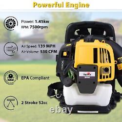 Backpack Leaf Blower Gas Powered Snow Blower 530CFM 52CC 2-Stroke