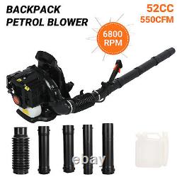 Backpack Leaf Blower Gas Powered Snow Blower 550 CFM 52CC 2-Stroke Engine 1.7HP