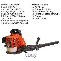 Backpack Leaf Blower Gas Powered Snow Blower 550CFM 1.25 KW 52CC 2-Stroke USA