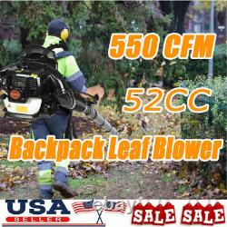 Backpack Leaf Blower Gas Powered Snow Blower 550CFM 52CC 2-Stroke 1.7HP(Black)