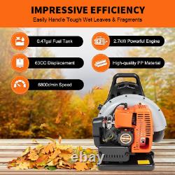 Backpack Leaf Blower Gas Powered Snow Blower 665CFM 63CC 2-Stroke 1.8L US