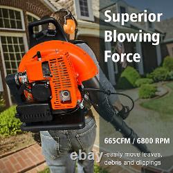 Backpack Leaf Blower Gas Powered Snow Blower 665CFM 63CC 2-Stroke Petrol Blower