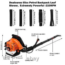 Backpack Leaf Blower Gas Powered Snow Road Blower 63CC 2-Stroke 230MPH 2.3HP