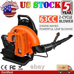 Commercial 63CC 2-Stroke Gas Powered Leaf Blower Grass Blower-Gasoline Backpack