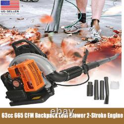 Commercial 63CC 2-Stroke Leaf Blower Gas Powered Grass Blower Gasoline Backpack