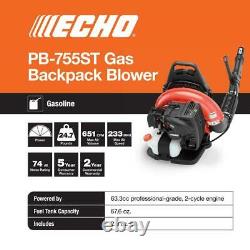 ECHO Backpack Leaf Blower 63.3 cc. Gas 2-Stroke Cycle Tube Throttle