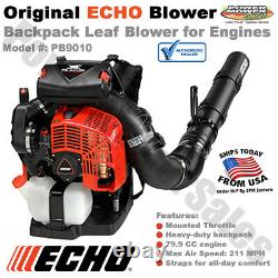 Echo 211 MPH Backpack Leaf Blower, Mounted Throttle Gas Engine, PB9010, PB8010T