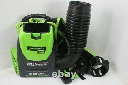 Greenworks Pro BPB80L2510 80V Cordless Backpack Leaf Blower Battery Included