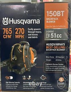 Husqvarna 150BT Backpack Gas Leaf Blower 51cc 2.15HP 765PCM /270mi/h NEW