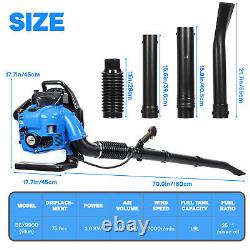 Leaf Blower, 75.6CC Gas Powered Backpack Leaf Blower, 4-Stroke Snow Blower(Blue)